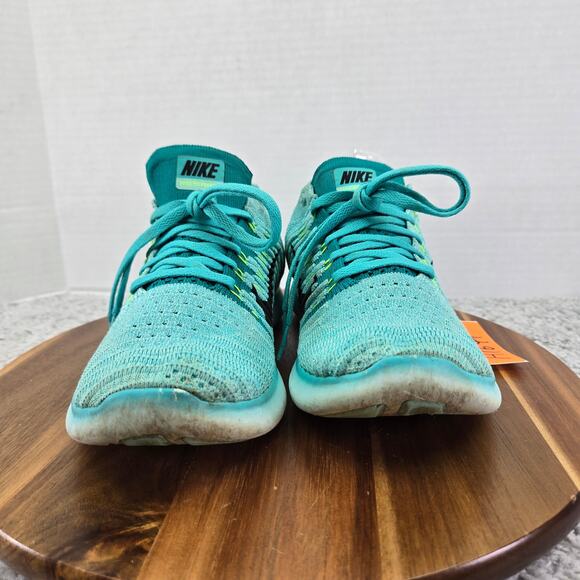 Nike Free Rn Flyknit Hyer Turquoise Athletic Running Shoes Womens 8.5 831070-307 - Picture 4 of 12